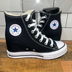 Converse Women All Star Platform  Hidden Wedge Heel Sneakers Chuck Taylor Black